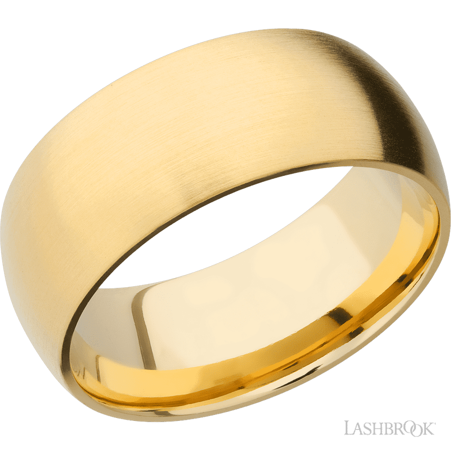 9 mm wide Domed 14K Yellow Gold band.