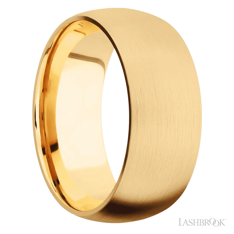 9 mm wide Domed 14K Yellow Gold band.