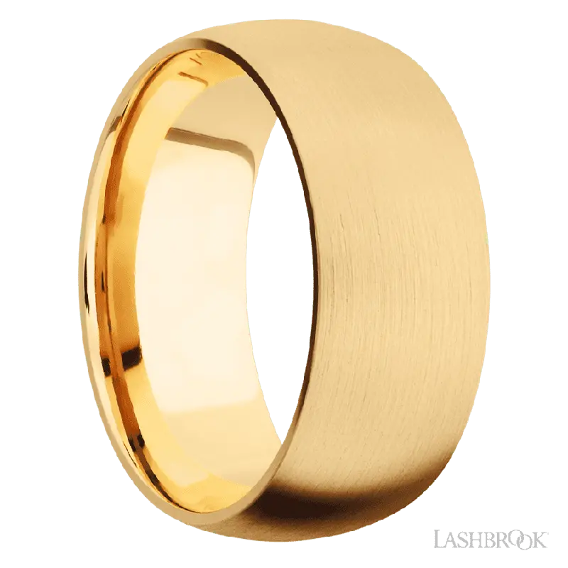 9 mm wide Domed 14K Yellow Gold band.