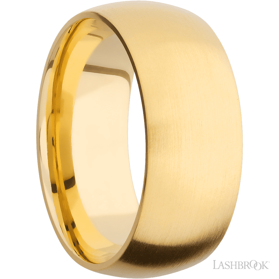 9 mm wide Domed 14K Yellow Gold band.