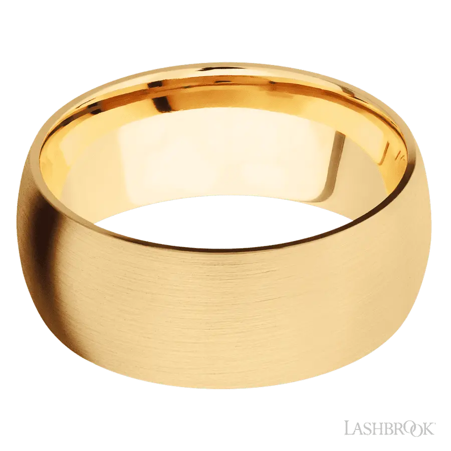 9 mm wide Domed 14K Yellow Gold band.