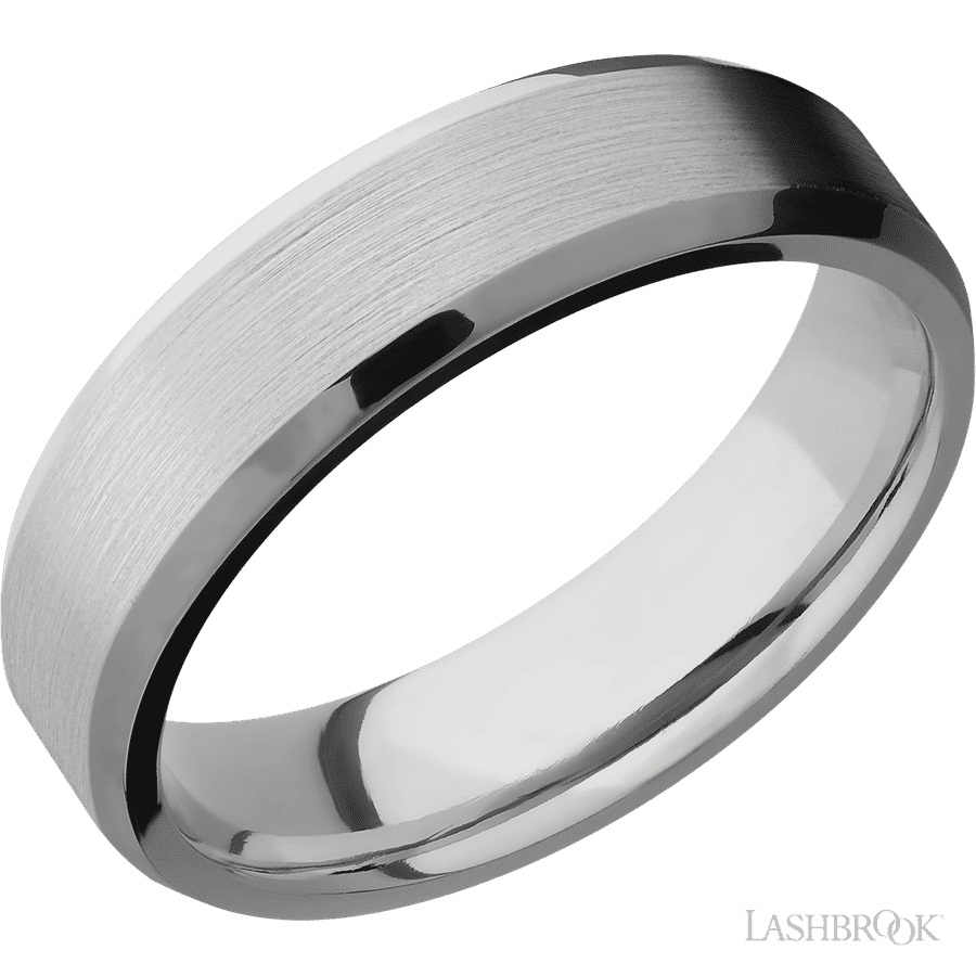 6 mm wide Beveled Titanium band.