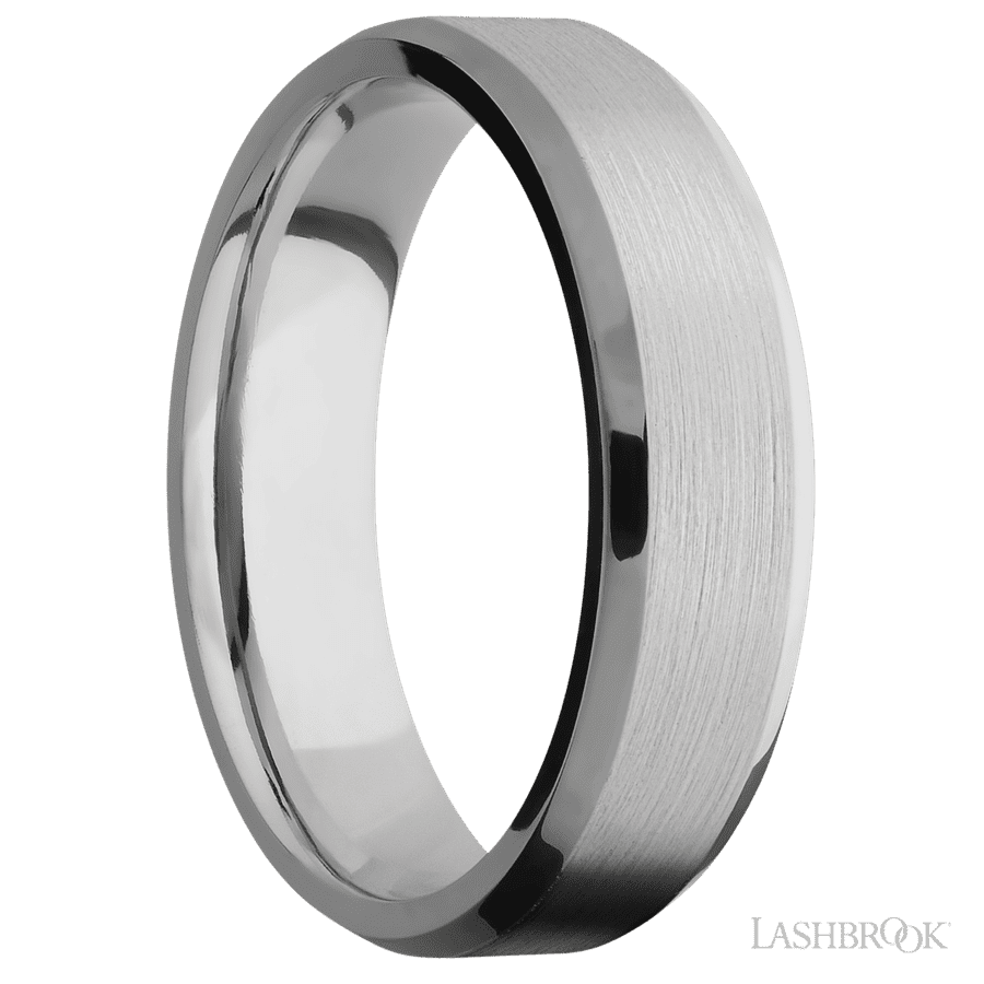 6 mm wide Beveled Titanium band.