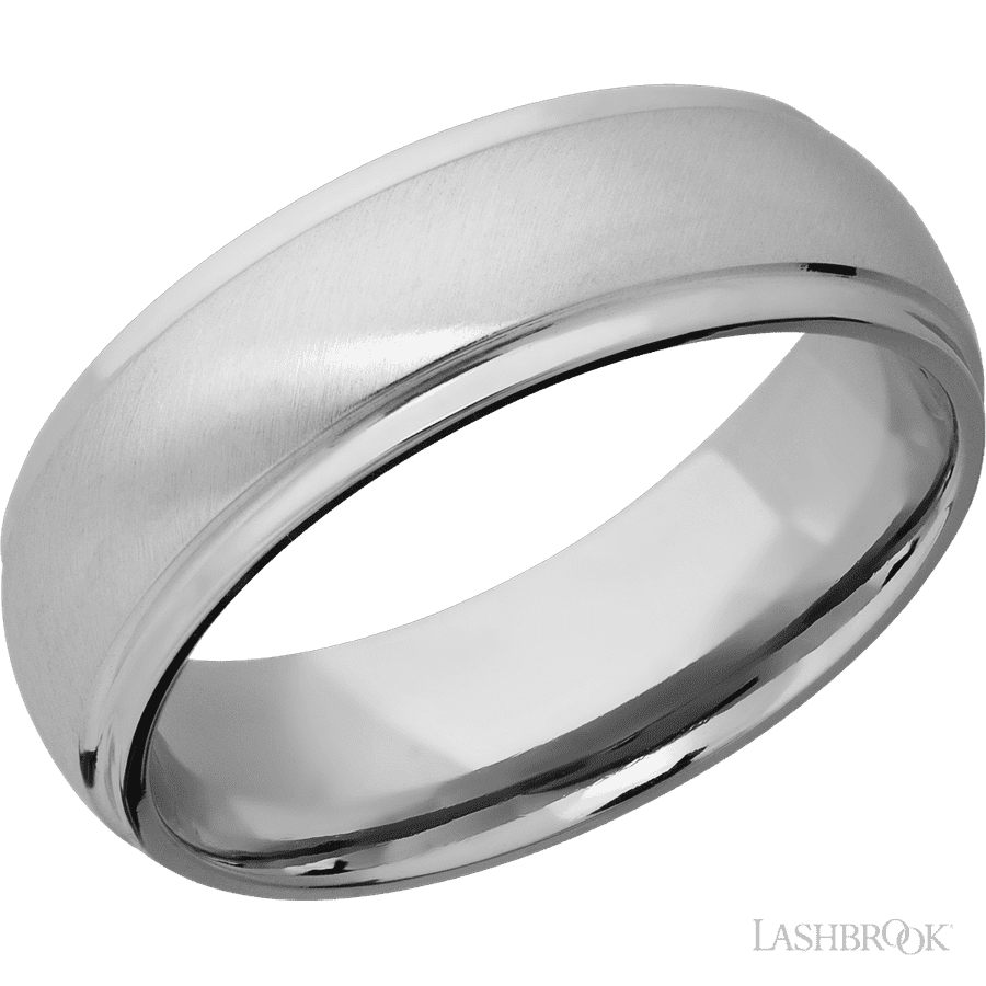 7 mm wide Domed Stepped Down Edges Titanium band.