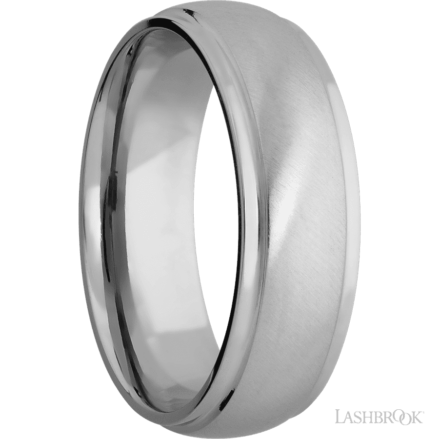 7 mm wide Domed Stepped Down Edges Titanium band.
