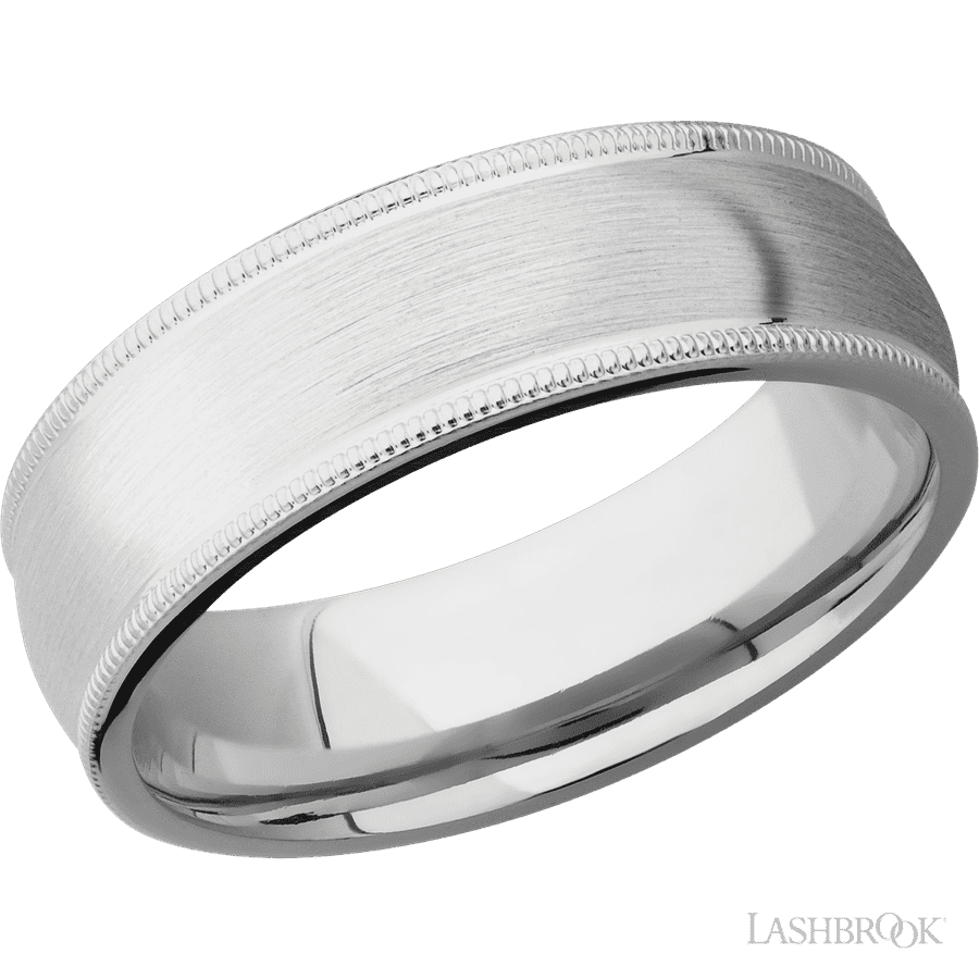 7 mm wide Domed Milgrain Edges Cobalt Chrome band.