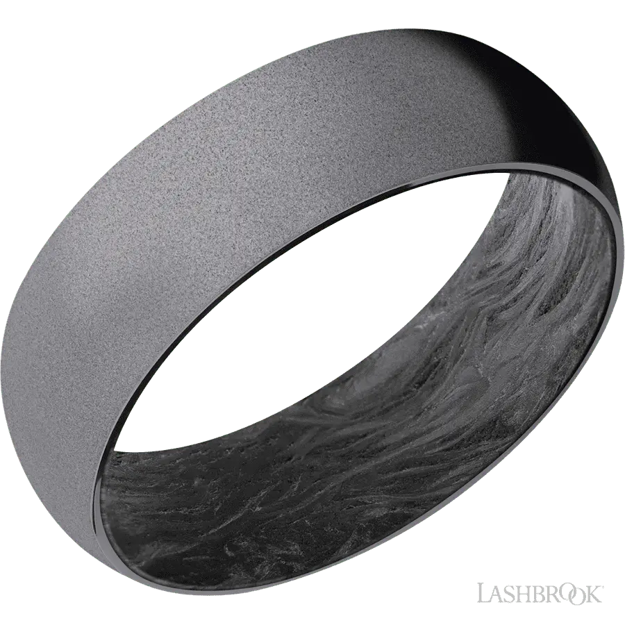 7 mm wide Domed Tantalum band featuring a Forged Carbon Fiber sleeve. in Tantalum by Lashbrook | The Diamond Store Las Vegas