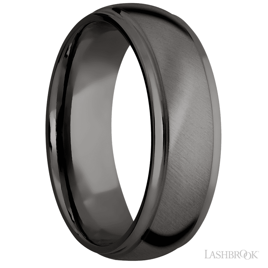 7 mm wide Domed Stepped Down Edges Tantalum Noir band.