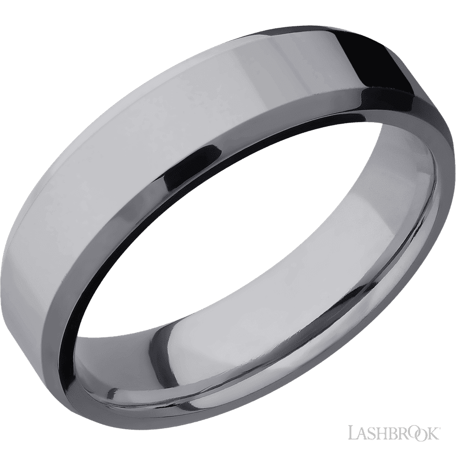 6 mm wide Beveled Tantalum band.