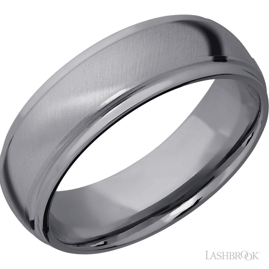 7 mm wide Domed Stepped Down Edges Tantalum band.