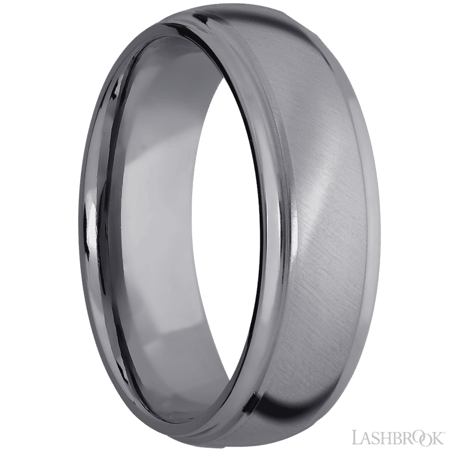 7 mm wide Domed Stepped Down Edges Tantalum band.