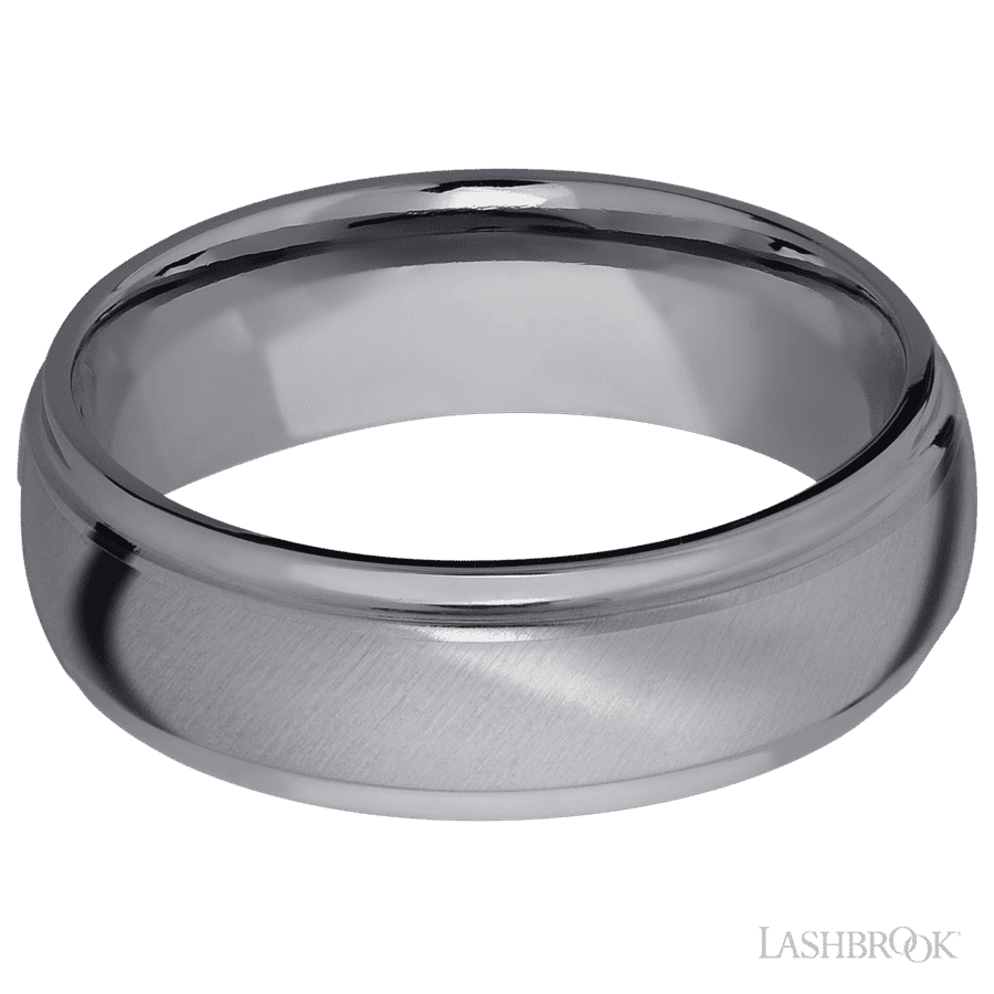 7 mm wide Domed Stepped Down Edges Tantalum band.