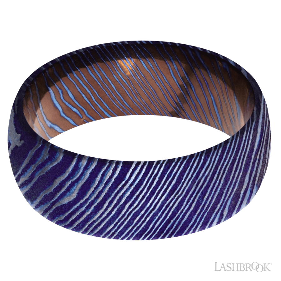 8 mm wide Domed Titanium Damascus band.