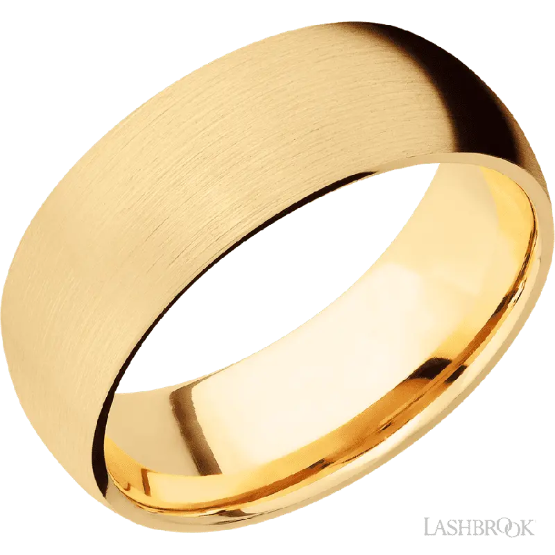 8 mm wide Domed 14K Yellow Gold band.