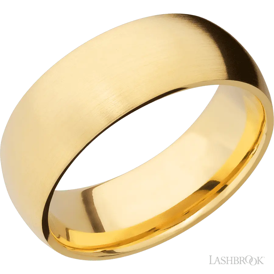 8 mm wide Domed 14K Yellow Gold band.