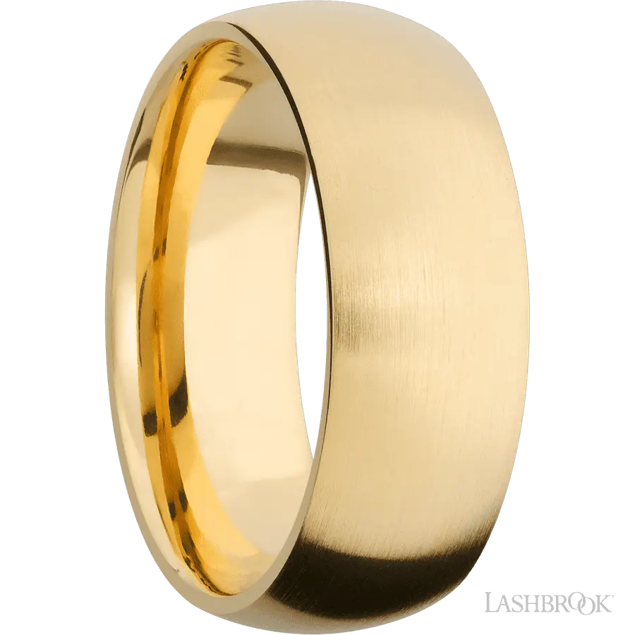 8 mm wide Domed 14K Yellow Gold band.