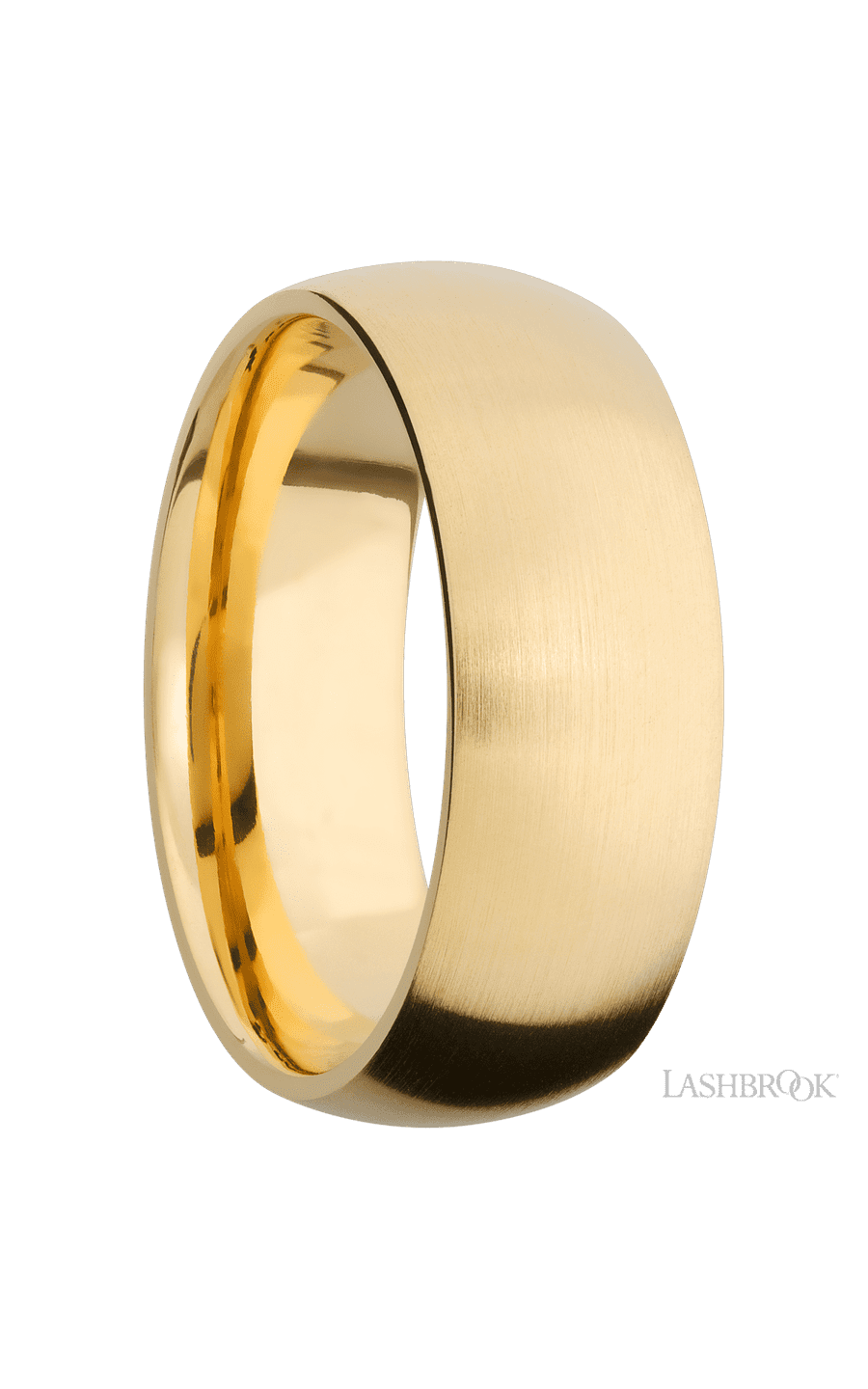 8 mm wide Domed 14K Yellow Gold band.