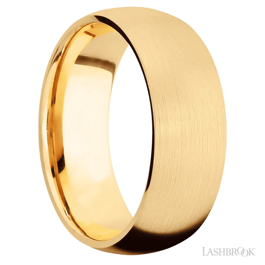 8 mm wide Domed 14K Yellow Gold band.