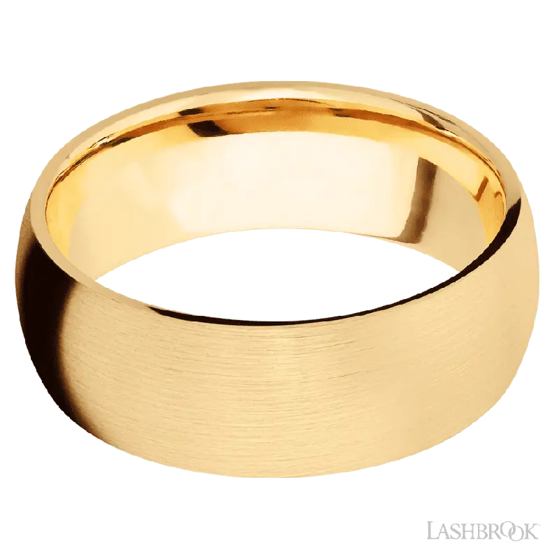 8 mm wide Domed 14K Yellow Gold band.