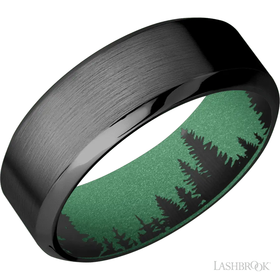 8 mm wide High Bevel Zirconium band featuring a Squatch sleeve. in Zirconium by Lashbrook | The Diamond Store Las Vegas