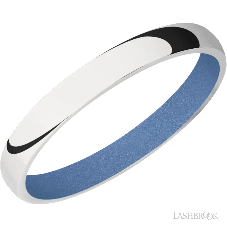 3 mm wide Domed 10K White Gold band featuring a Crushed Orchid sleeve.