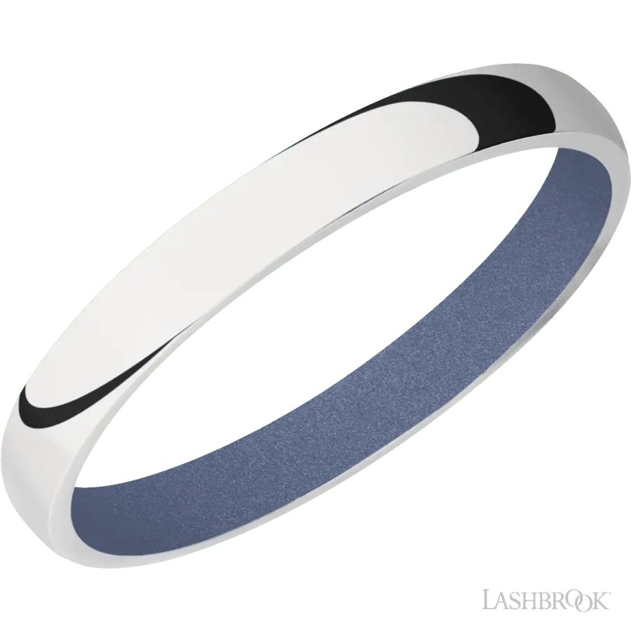 3 mm wide Domed 10K White Gold band featuring a Crushed Orchid sleeve.
