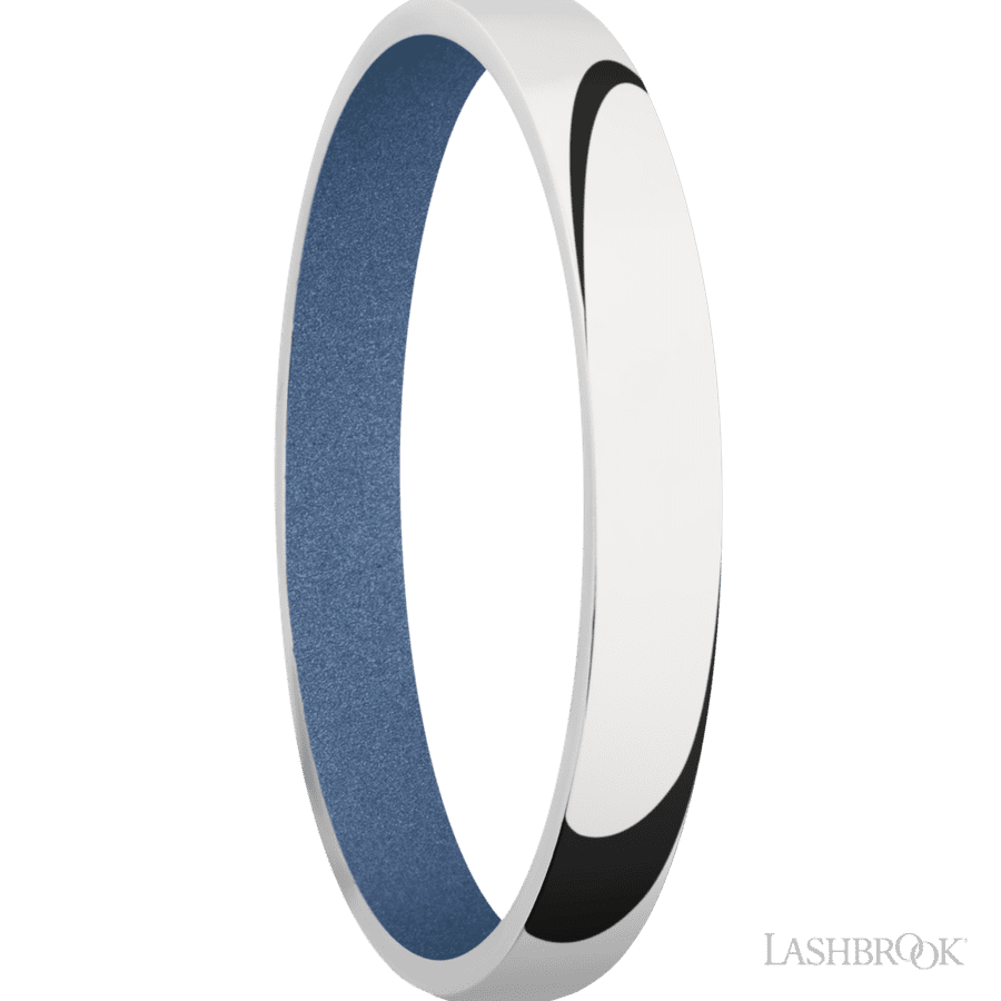 3 mm wide Domed 10K White Gold band featuring a Crushed Orchid sleeve.