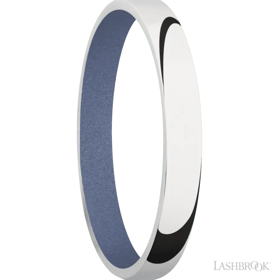 3 mm wide Domed 10K White Gold band featuring a Crushed Orchid sleeve.