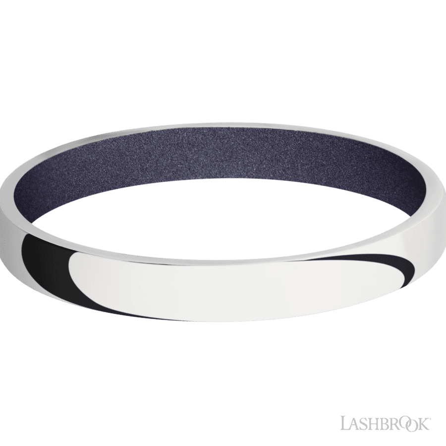 3 mm wide Domed 10K White Gold band featuring a Crushed Orchid sleeve.