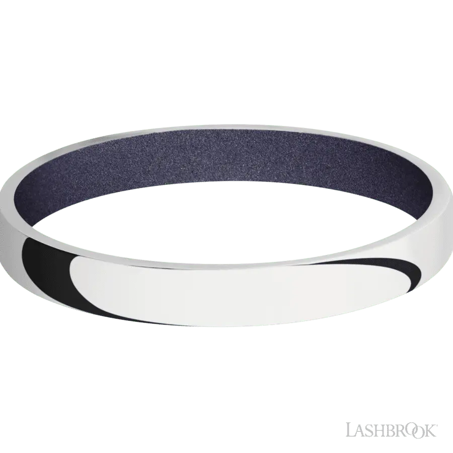 3 mm wide Domed 10K White Gold band featuring a Crushed Orchid sleeve. Lashbrook