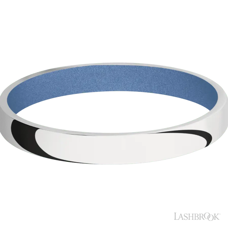 3 mm wide Domed 10K White Gold band featuring a Crushed Orchid sleeve.