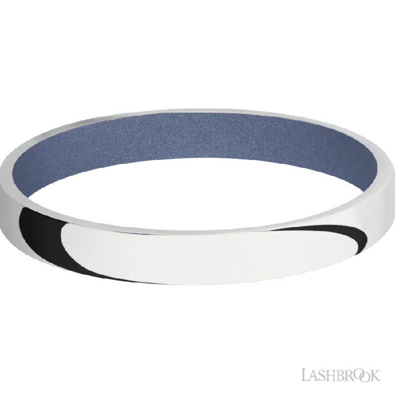 3 mm wide Domed 10K White Gold band featuring a Crushed Orchid sleeve.