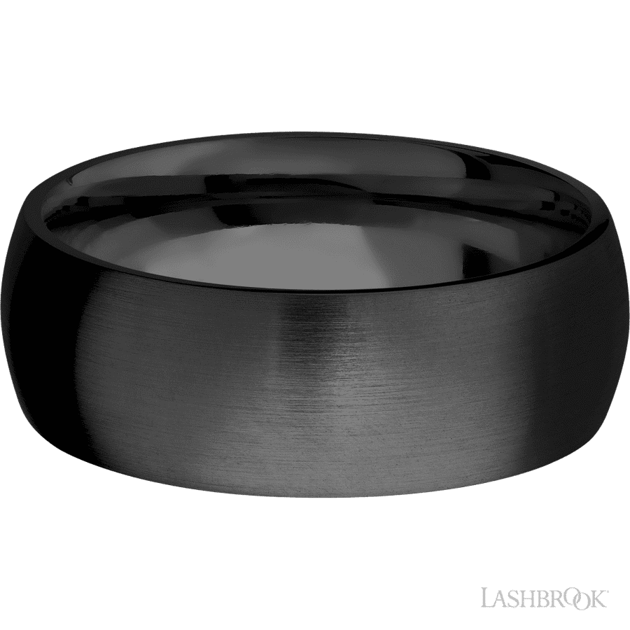 8 mm wide Domed Zirconium band.