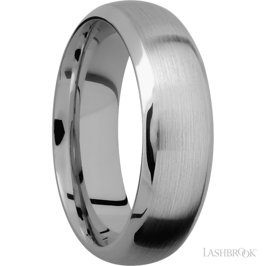 7 mm wide Domed Bevel Titanium band.