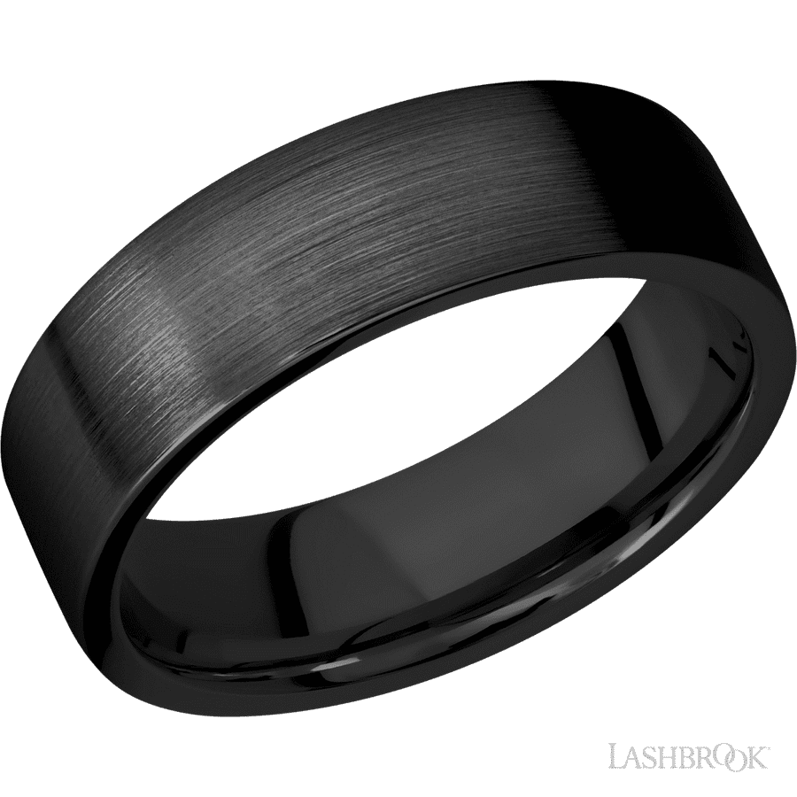 7 mm wide Flat Zirconium band.