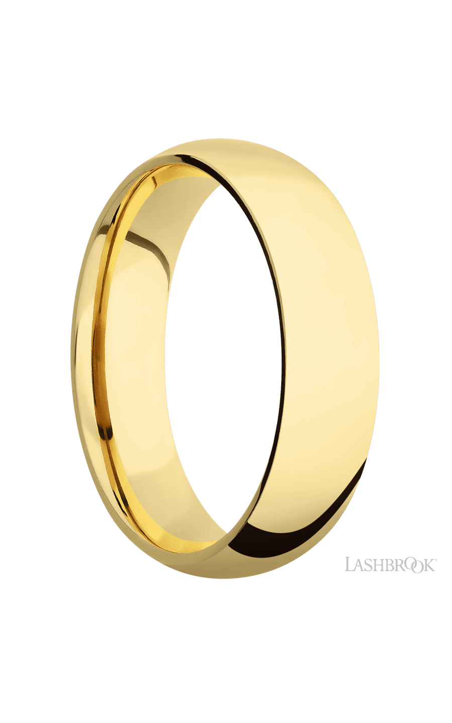6 mm wide Domed 10K Yellow Gold band.