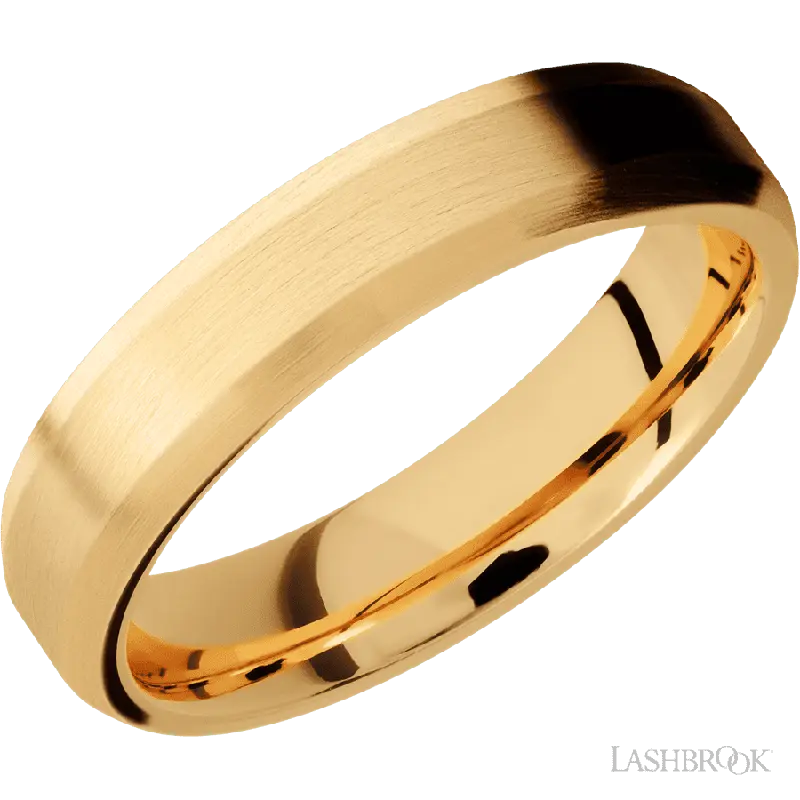 5 mm wide Beveled 14K Yellow Gold band.