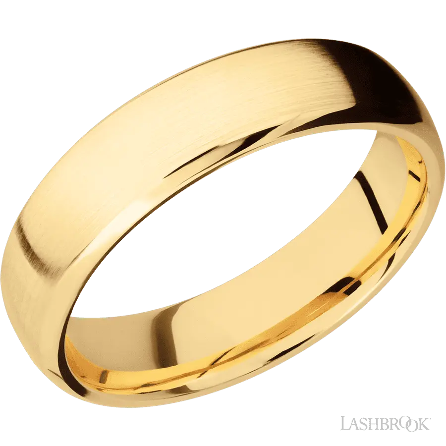 6 mm wide Domed Bevel 14K Yellow Gold band.