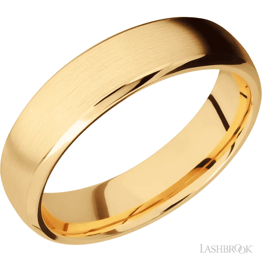 6 mm wide Domed Bevel 14K Yellow Gold band.