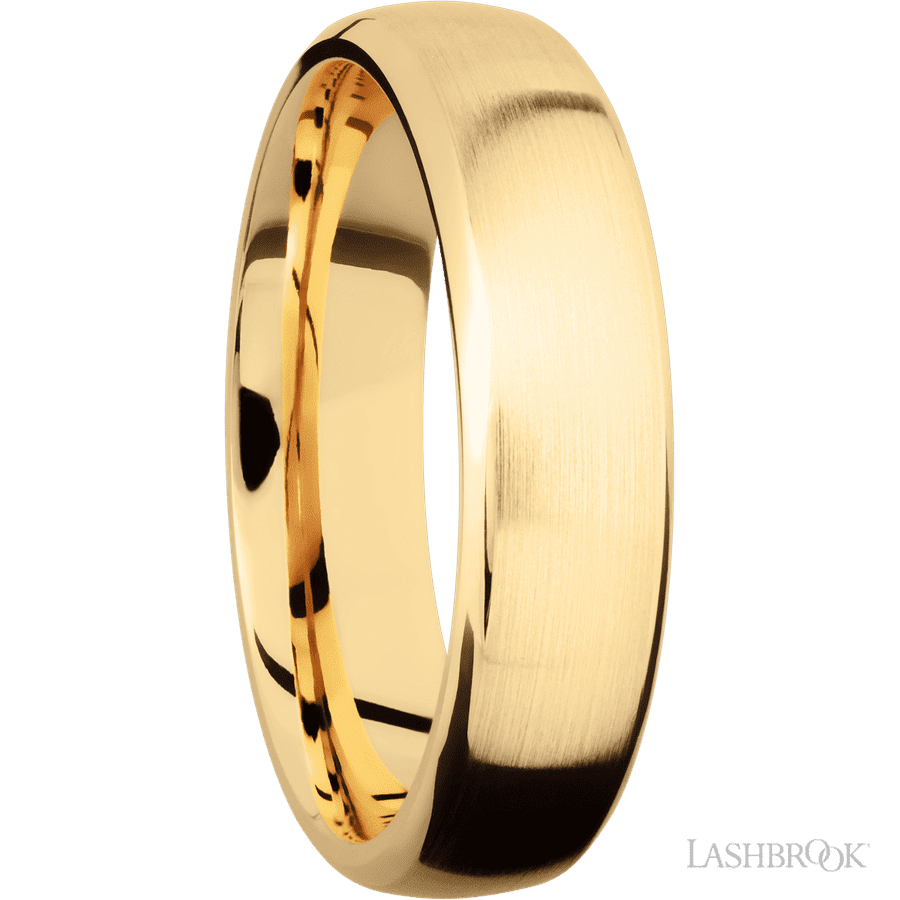 6 mm wide Domed Bevel 14K Yellow Gold band.