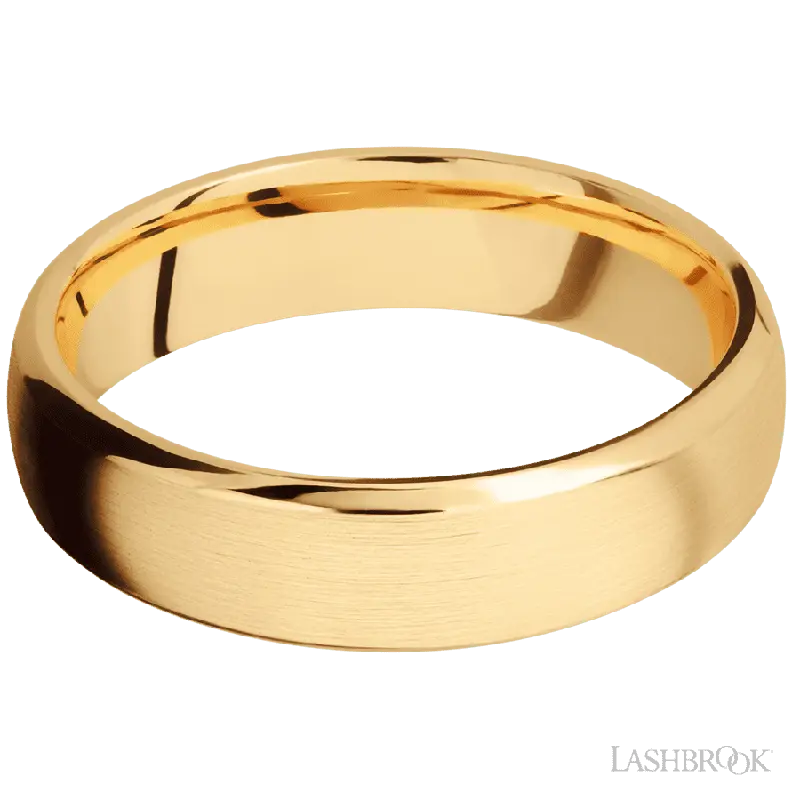 6 mm wide Domed Bevel 14K Yellow Gold band.
