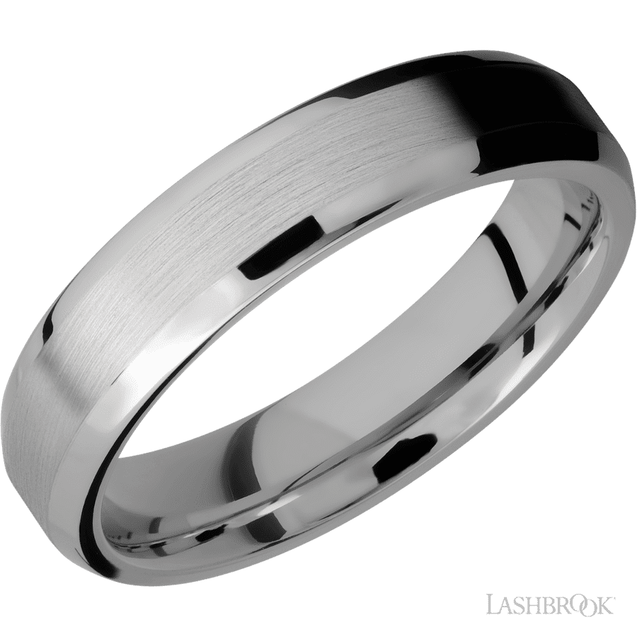 5 mm wide Beveled Titanium band.