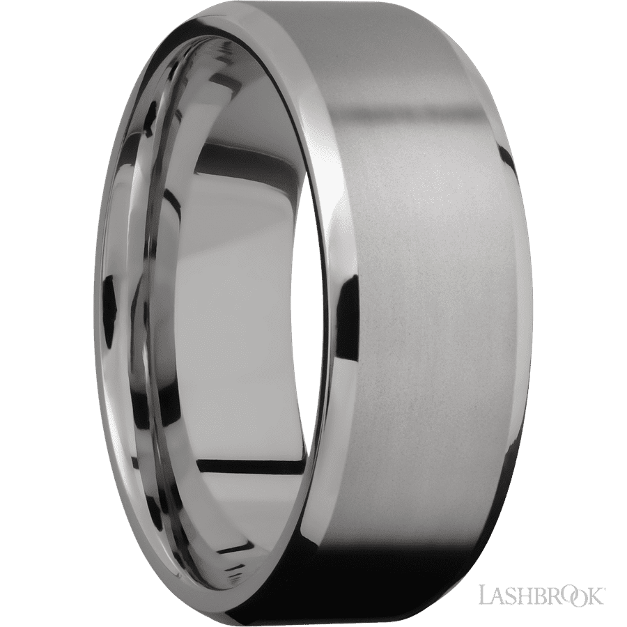 8 mm wide Beveled Titanium band.