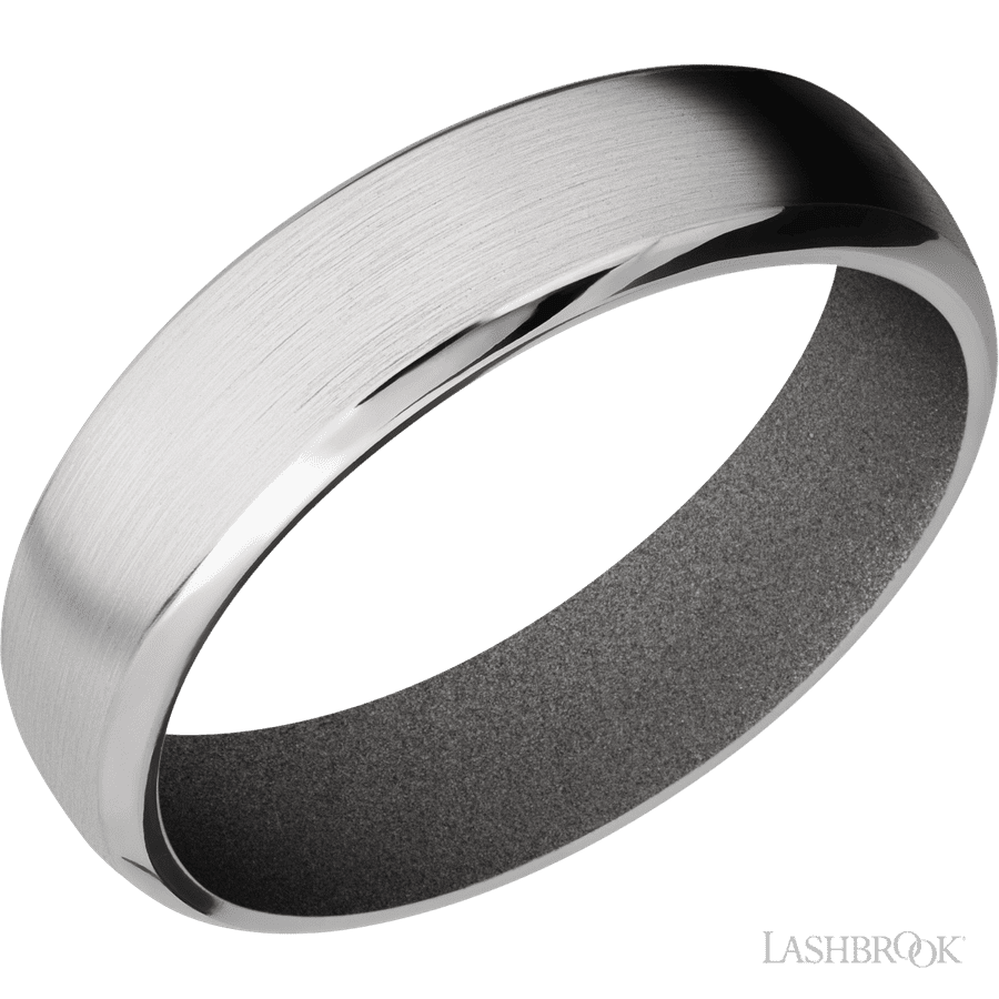 6 mm wide Domed Bevel Cobalt Chrome band featuring a Gun Metal Grey sleeve.