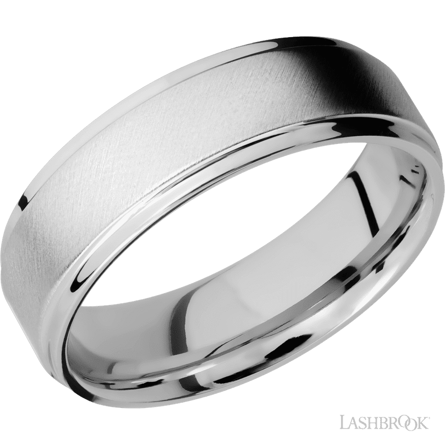 7 mm wide Flat Grooved Edges Cobalt Chrome band.