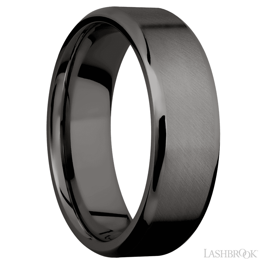 7 mm wide Beveled Tantalum Noir band.