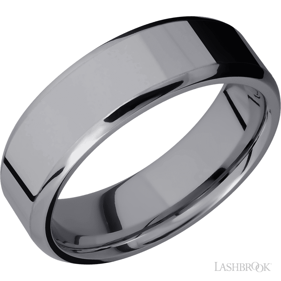 7 mm wide Beveled Tantalum band.