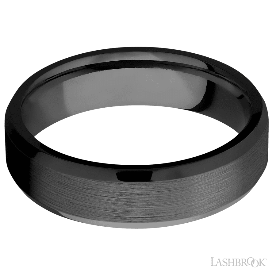 6 mm wide Beveled Zirconium band.