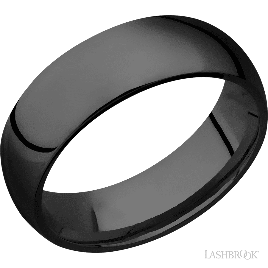 7 mm wide Domed Zirconium band.