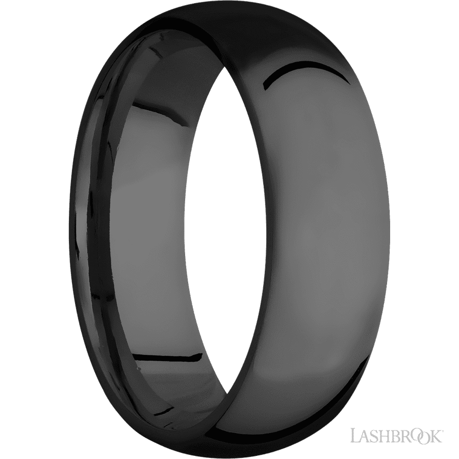 7 mm wide Domed Zirconium band.
